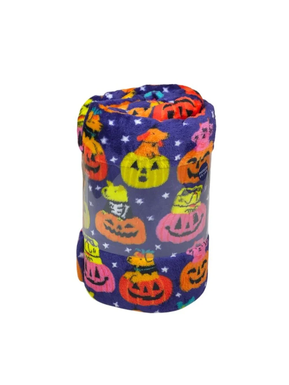 The Big One Halloween Dogs Plush Throw Blanket 5 Ft x 6 Ft Oversized Cozy Purple